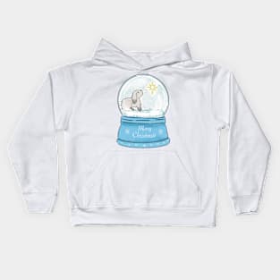 Christmas bunny snowglobe Kids Hoodie